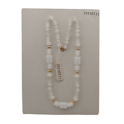 Vintage Czech necklace frost satin atlas opaline bicolor glass beads 