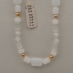 Vintage Czech necklace frost satin atlas opaline bicolor glass beads 
