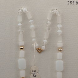 Vintage Czech necklace frost satin atlas opaline bicolor glass beads 