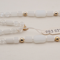 Vintage Czech necklace frost satin atlas opaline bicolor glass beads 