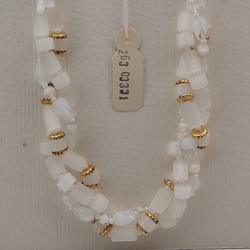 Vintage Czech 3 strand necklace frost satin atlas bicolor glass beads