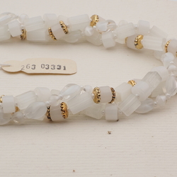 Vintage Czech 3 strand necklace frost satin atlas bicolor glass beads