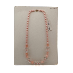 Vintage Czech necklace frost pink satin atlas clear glass beads