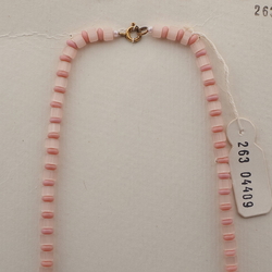 Vintage Czech necklace frost pink satin atlas clear glass beads