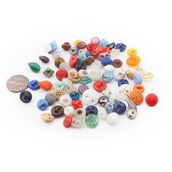 Lot (78) Czech Victorian Deco antique small glass buttons