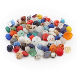 Lot (78) Czech Victorian Deco antique small glass buttons