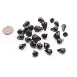 Lot (26) Czech Deco vintage black teardrop faceted glass beads 