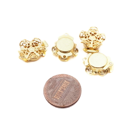 Lot (4) Vintage filigree floral 1 strand gold metal necklace box clasps