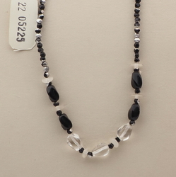Vintage Czech necklace black clear silver lustre glass beads