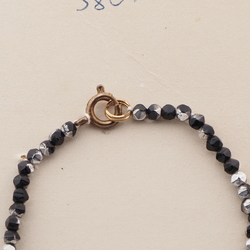 Vintage Czech necklace black clear silver lustre glass beads