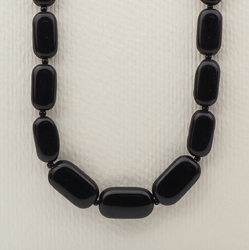 Vintage Czech necklace gradual black oval rectangle glass beads 18"