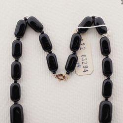 Vintage Czech necklace gradual black oval rectangle glass beads 18"