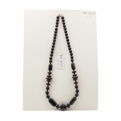 Vintage Czech necklace black round oval rondelle glass beads 