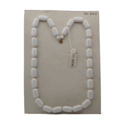 Vintage Czech necklace white oval rectangle glass beads 24"