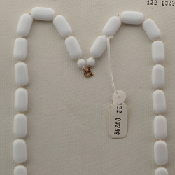 Vintage Czech necklace white oval rectangle glass beads 24"