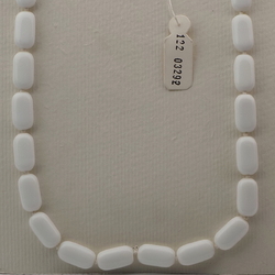 Vintage Czech necklace white oval rectangle glass beads 24"