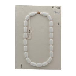 Vintage Czech necklace white oval rectangle glass beads 18"