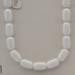 Vintage Czech necklace white oval rectangle glass beads 18"