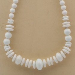 Vintage Czech necklace white round rondelle glass beads