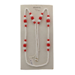 Vintage Czech necklace element glasses holder red white glass beads 