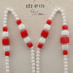 Vintage Czech necklace element glasses holder red white glass beads 