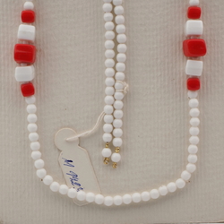 Vintage Czech necklace element glasses holder red white glass beads 