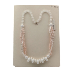 Vintage Czech 1 to 5 strand necklace satin atlas pentagon white glass beads 