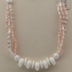 Vintage Czech 1 to 5 strand necklace satin atlas pentagon white glass beads 