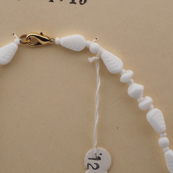 Vintage Czech necklace white triangle nugget rondelle glass beads