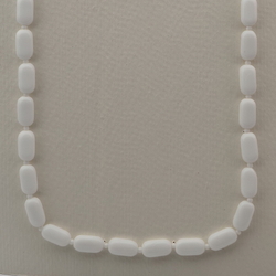 Vintage Czech necklace white oval rectangle glass beads 23"