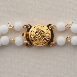 Vintage Czech 2 strand fringe necklace white round glass beads 