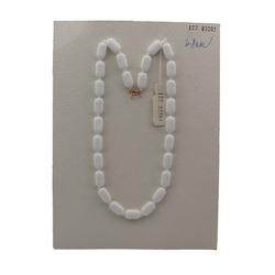 Vintage Czech necklace white oval rectangle glass beads 19"