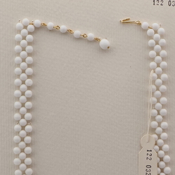 Vintage Czech fringe necklace white round teardrop glass beads