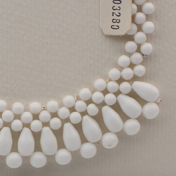Vintage Czech fringe necklace white round teardrop glass beads