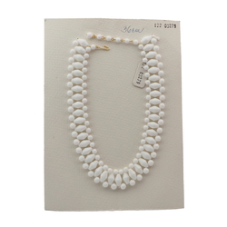 Vintage Czech 3 strand choker necklace white round bicone glass beads