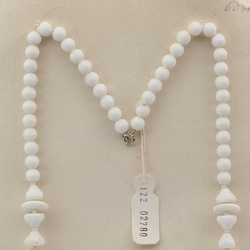 Vintage Czech necklace white blue marble round rondelle pyramid glass beads