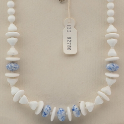 Vintage Czech necklace white blue marble round rondelle pyramid glass beads
