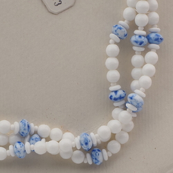 Vintage Czech 1 to 3 strand necklace white blue marble round rondelle glass beads