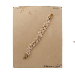 Vintage Czech woven bracelet pearl seed glass beads 7.5"