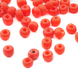 Lot (50) Vintage Czech red rondelle glass seed beads 3-4mm