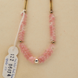 Vintage Czech necklace frost pink gold lined topaz glass beads