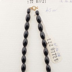 Vintage Czech necklace black oval nugget glass beads 18"
