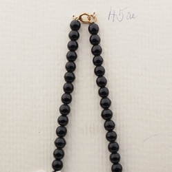 Vintage Czech necklace black red oval round glass beads 18"