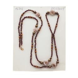 Vintage Czech necklace brown bronze marble lampwork glass beads