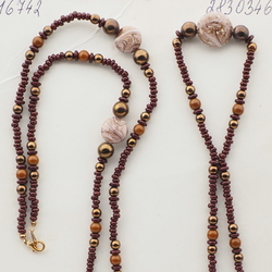 Vintage Czech necklace brown bronze marble lampwork glass beads