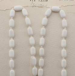 Vintage Czech necklace white oval rectangle glass beads 28"