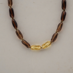 Vintage Czech necklace yellow topaz oval twist glass beads 
