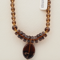 Vintage Czech necklace topaz aventurine gold swirl lampwork glass beads