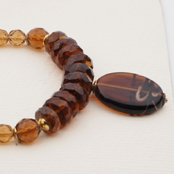 Vintage Czech necklace topaz aventurine gold swirl lampwork glass beads