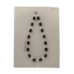 Vintage Czech necklace clear black pentagon bugle glass beads 